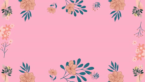 animación del texto de venta flash sobre mancha rosa y flores sobre fondo rosa