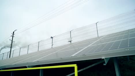 solar panels. power station. blue solar panels. alternative source of electricity. solar farm. source of ecological renewable energy.