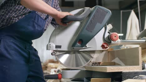 woodworker sawing plywood