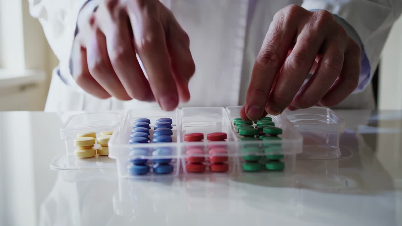 Doctor organizing medication