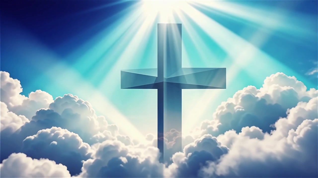 Croce Cristiana Luce Celestiale Sfondo per il Culto.