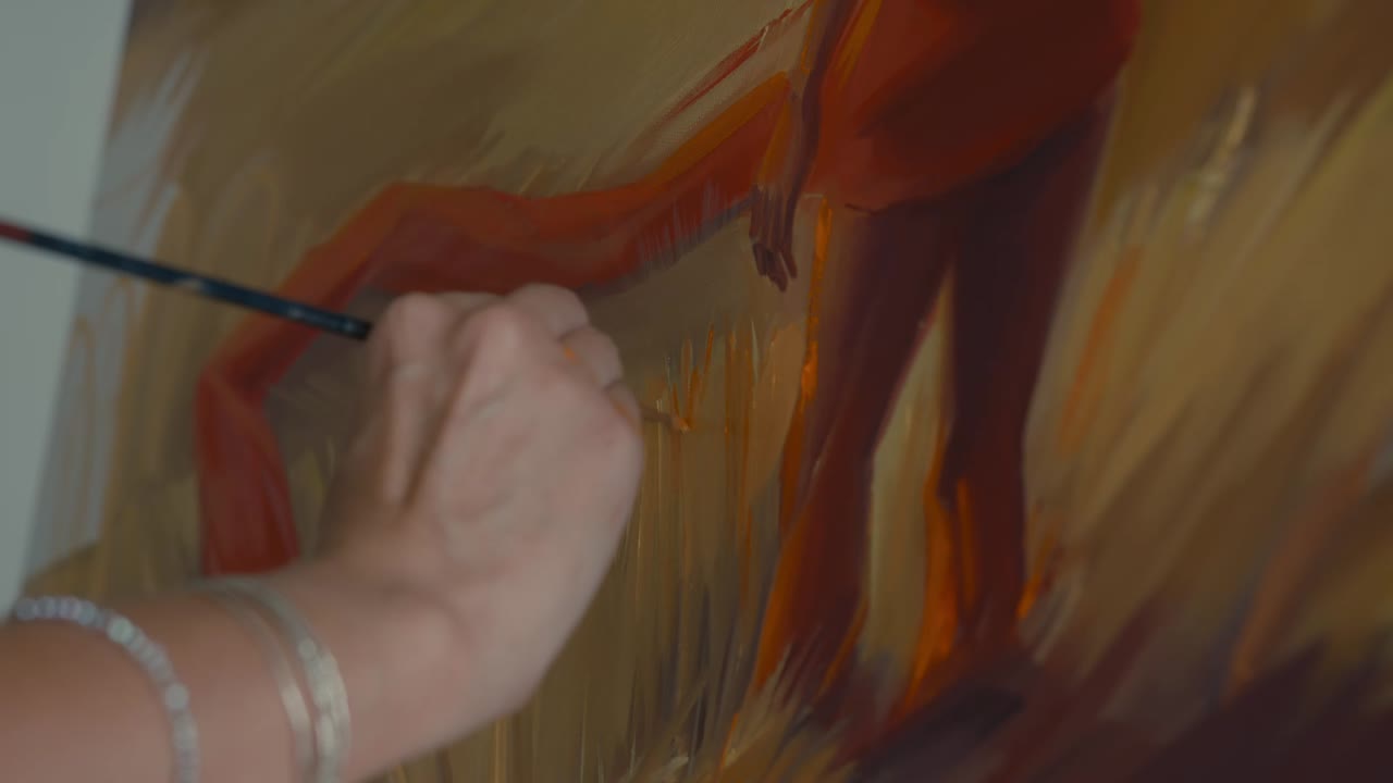 Closeup of Oil Painting of a Nude Figure