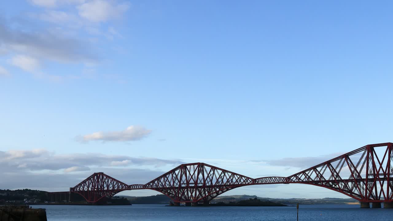 Iconic bridge over calm waters at sunset