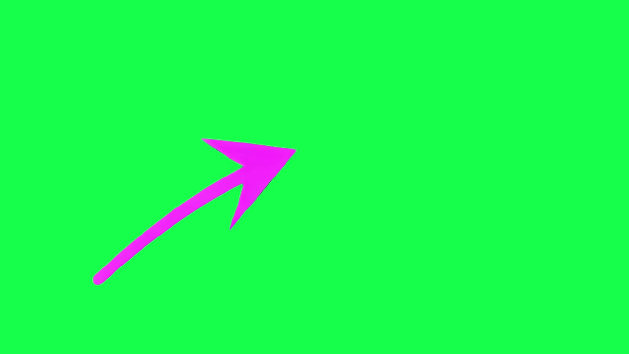 Animazione freccia curva, video 4K trasparente, green screen