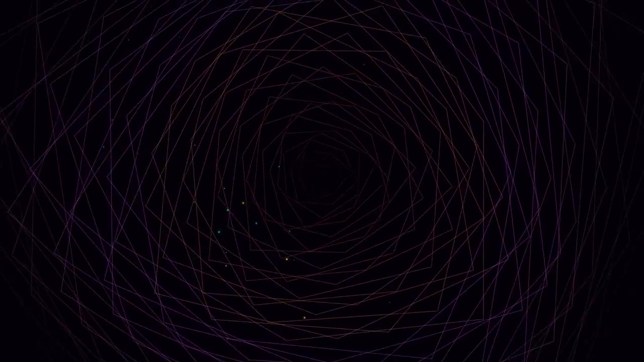 Abstract Geometric Spiral Animation with Glowing Particles