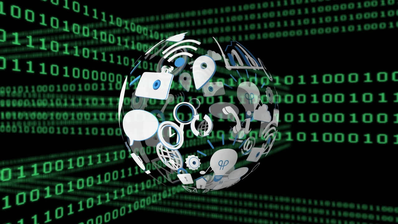 iconos de aplicaciones y códigos binarios