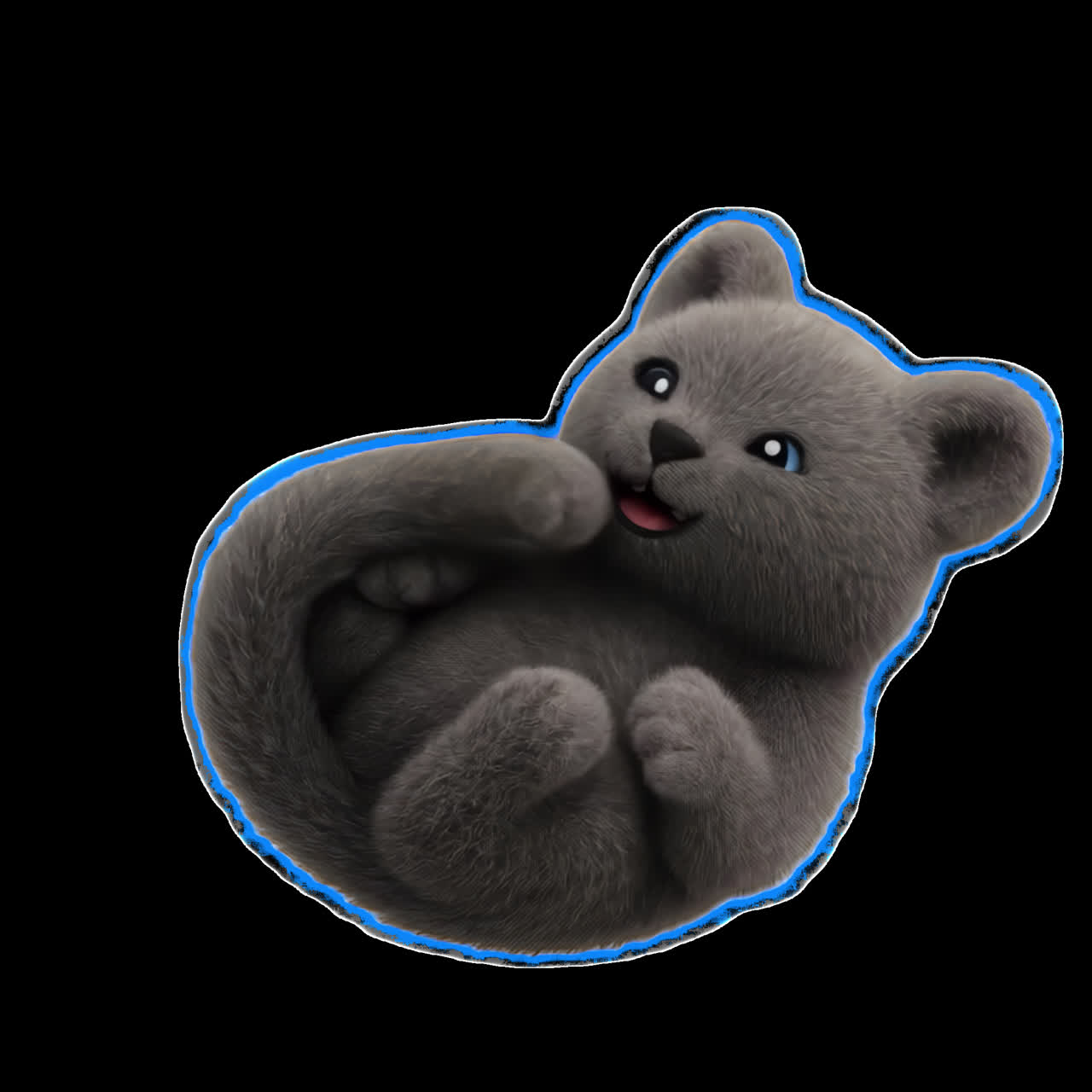 Cute plush toy cat animation isolated asset, transparent 4K video, alpha channel, ProRes 4444