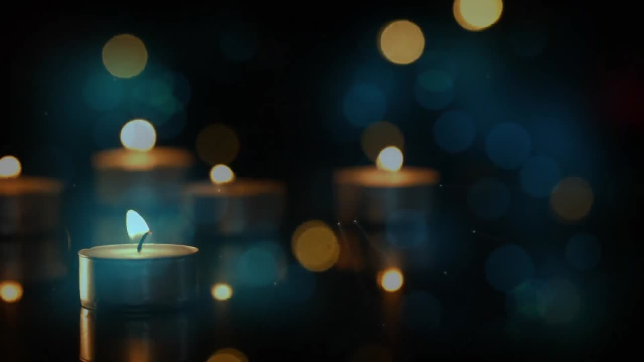 animación de velas de luz de té con manchas de luz parpadeantes