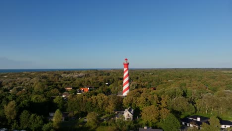 fly away aerial shot of the lighthouse in schouwen-duiveland, the netherlands