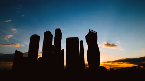 city skyline silhouette at sunset