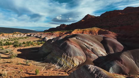 Bentonite-Hills-Near-Hanksville-In-Utah,-United-States---Aerial-Drone-Shot