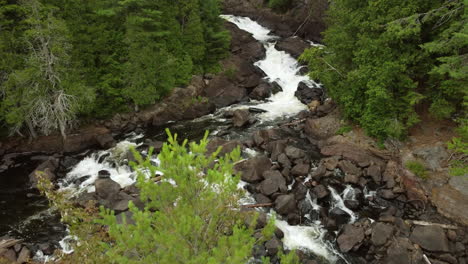 oxtongue river park in ontario canada. drone overview