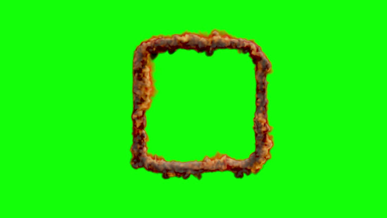 el cuadro vacío de smog con el borde del fuego brillando, la llama ardiendo. fondo de animación del cuadro cuadrado de 4k