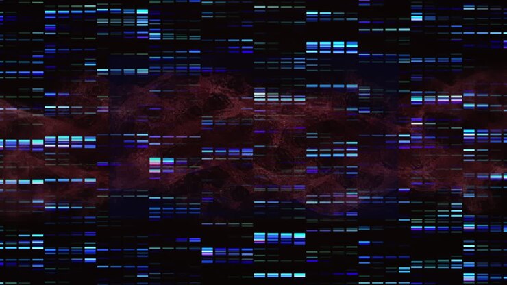 Animation of dna strand over moving columns