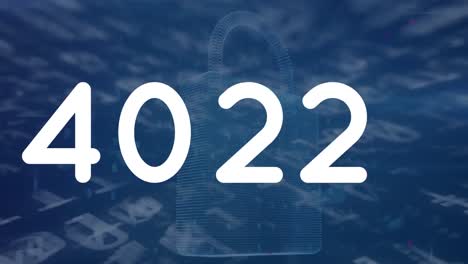 múltiples números cambiantes sobre el icono de candado de seguridad contra el procesamiento de datos de codificación binaria