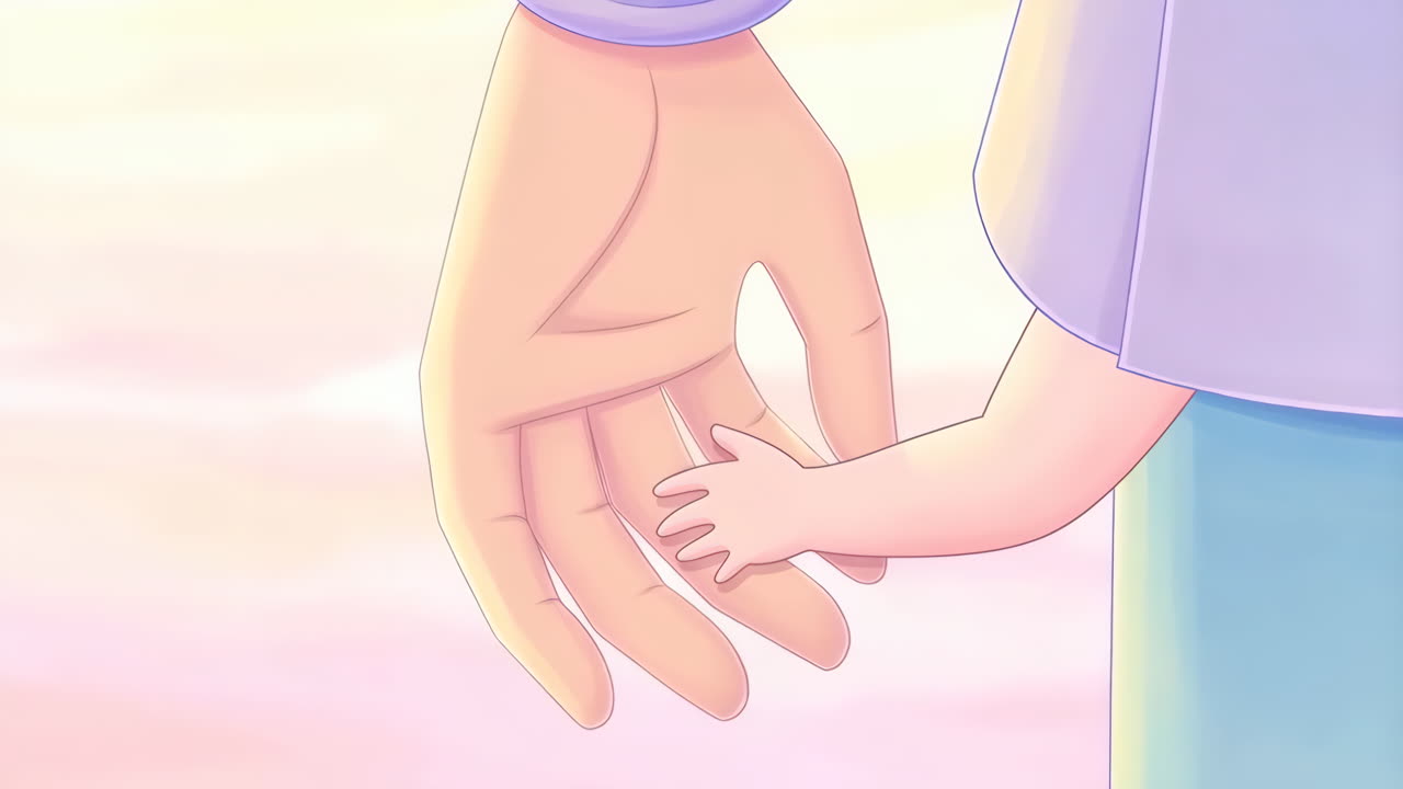 A tender moment of a parent's hand holding a child's hand