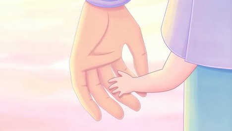 a tender moment of a parent's hand holding a child's hand