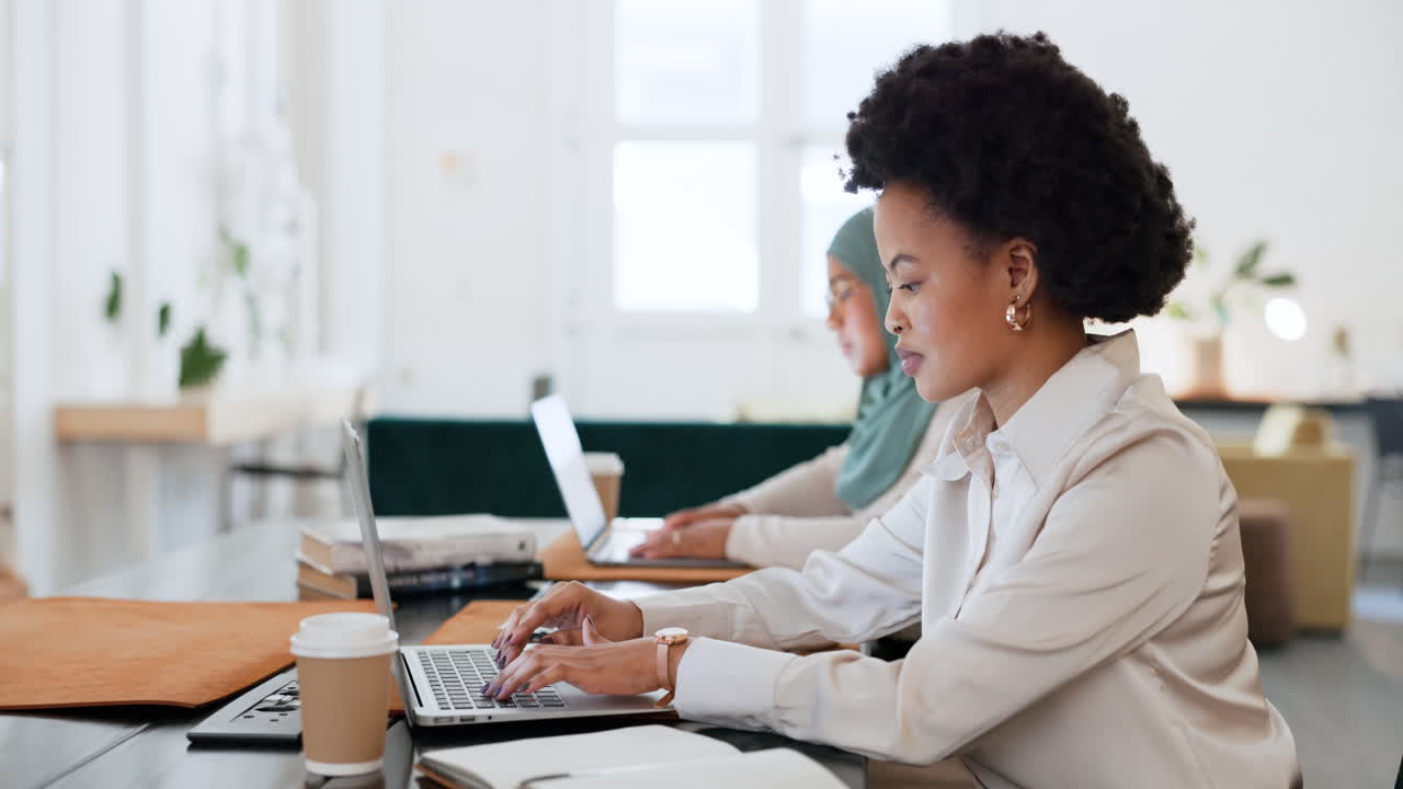 Happy black woman, global business