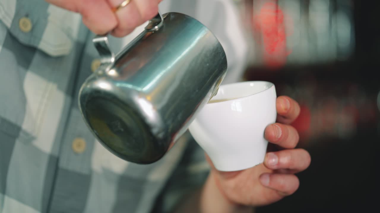 Art of making cappuccino in a cup. Latte with a pattern