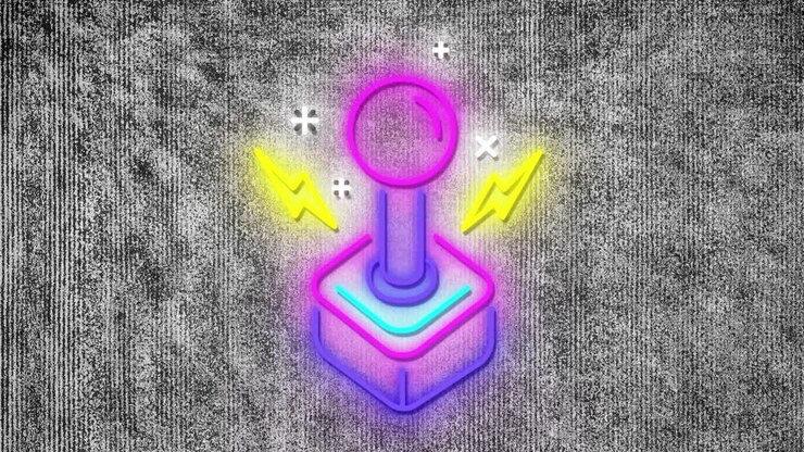 Animazione di un joystick su sfondo grigio