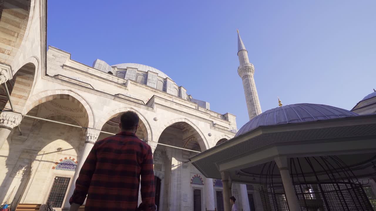 Historical mosque with four minarets.