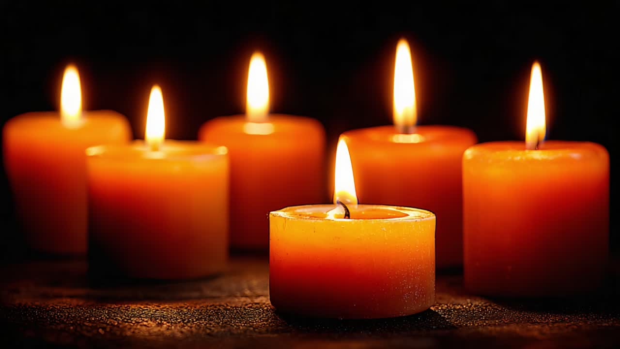 A Serene Display of Illuminated Candles Creating a Warm and Inviting Atmosphere, Ideal for Relaxation, Meditation, or Spiritual Practices