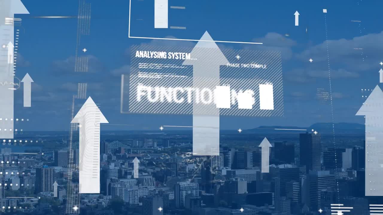 ⁇  화살표의 애니메이션과 도시 풍경 배경의 데이터 처리