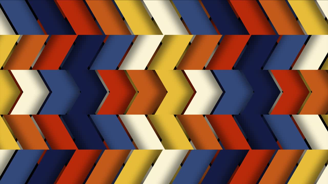 loop de patrón de azulejos chevron horizontales multicolores en capas