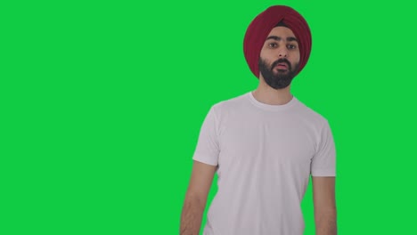 sikh indian man looking and searching someone green screen