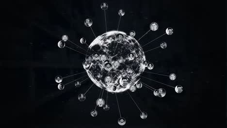 animación del globo girando con personas fotografías sobre fondo negro