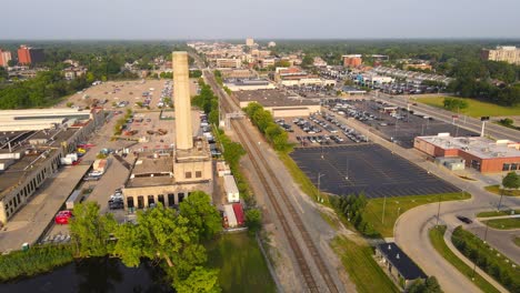 aerial view of the elm street powerhouse, in dearborn michigan, usa