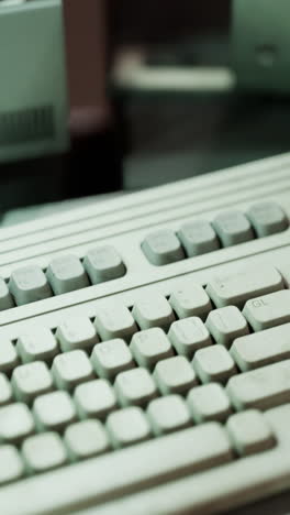 close-up of a white vintage computer keyboard