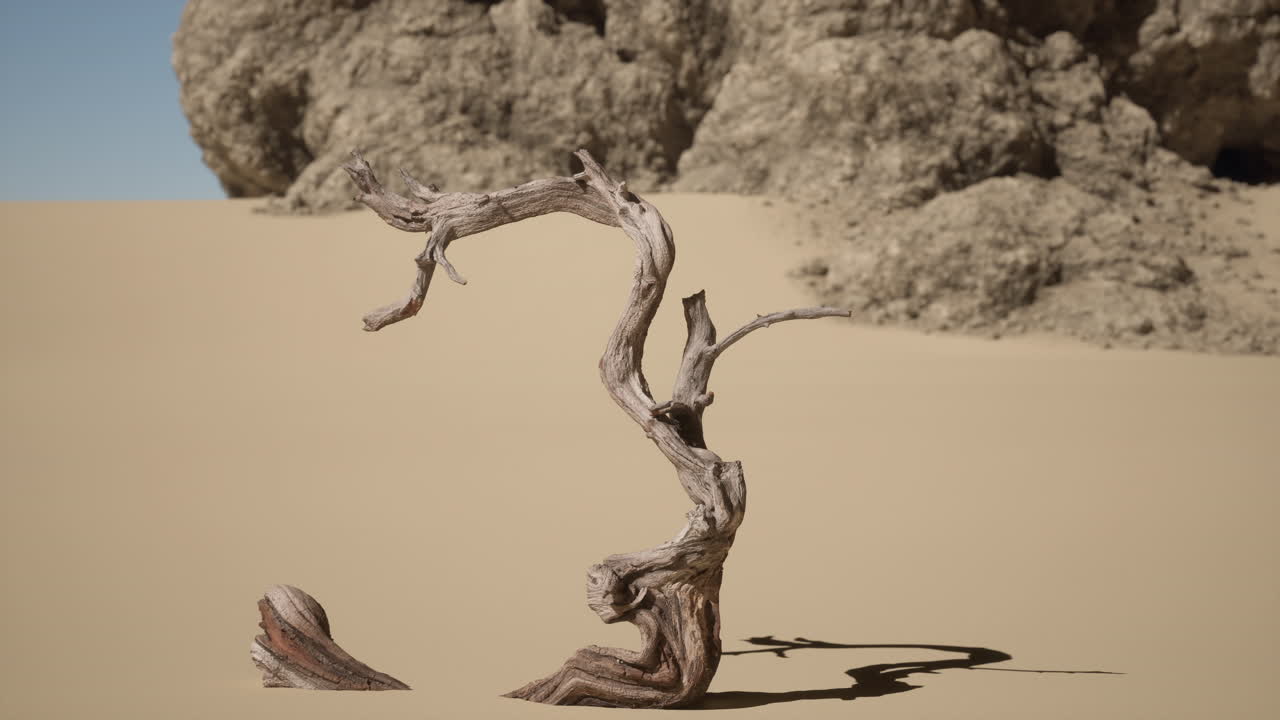사막 풍경 에 있는 죽은 나무