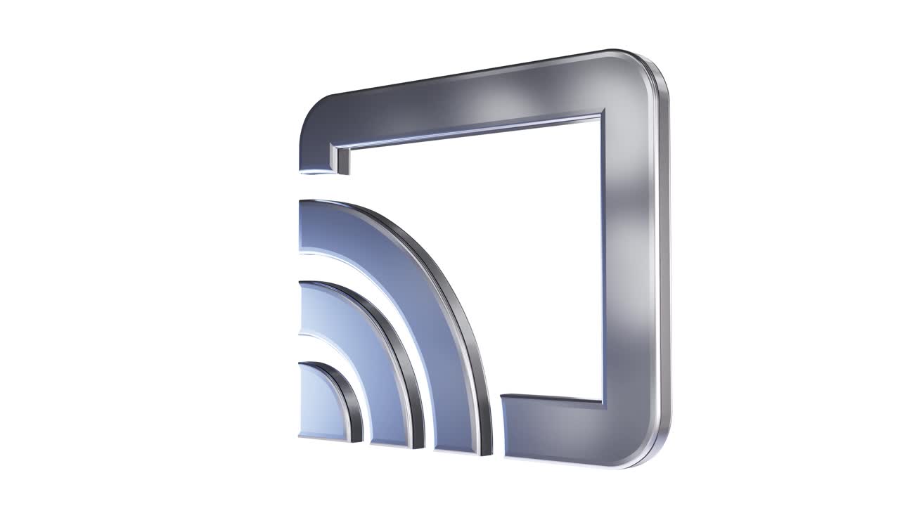Icono 3D metálico animado sobre fondo blanco