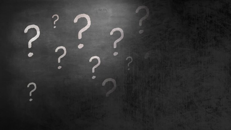 Animation of white falling question mark over dark background