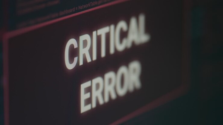 Computer, der nach einem Cyberkriminalitätsangriff eine kritische Fehlermeldung auf dem Bildschirm anzeigt
