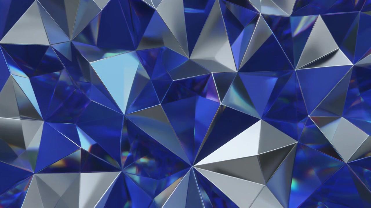 Sfondo astratto di poligoni geometrici blu e argento scintillanti