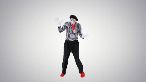 mime imagining and depicting like he falling from the sky on gradient background