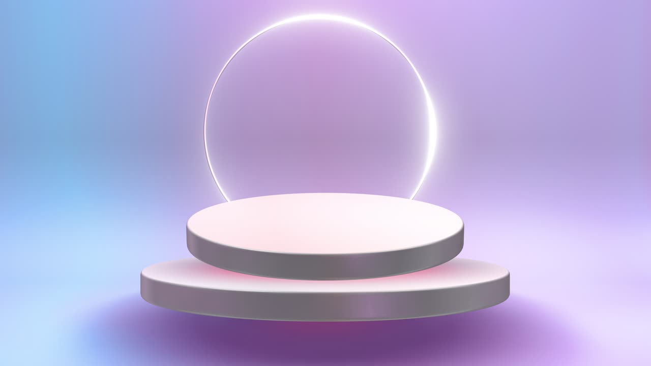 Abstract Minimalist Product Display with Neon Circle and Gradient Background