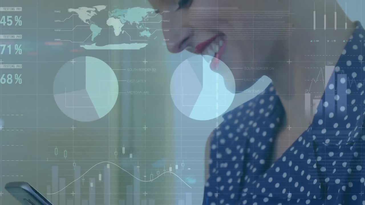 animación de estadísticas y procesamiento de datos sobre el hombre utilizando un teléfono inteligente