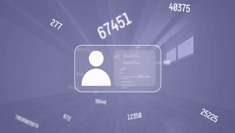 animación de números y procesamiento de datos sobre la pantalla con icono de personas