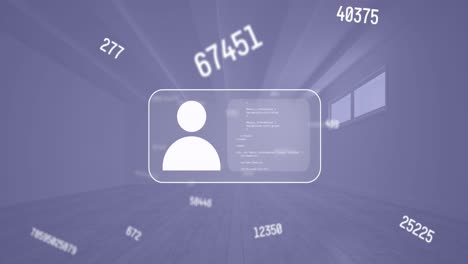 animation of numbers and data processing over screen with people icon