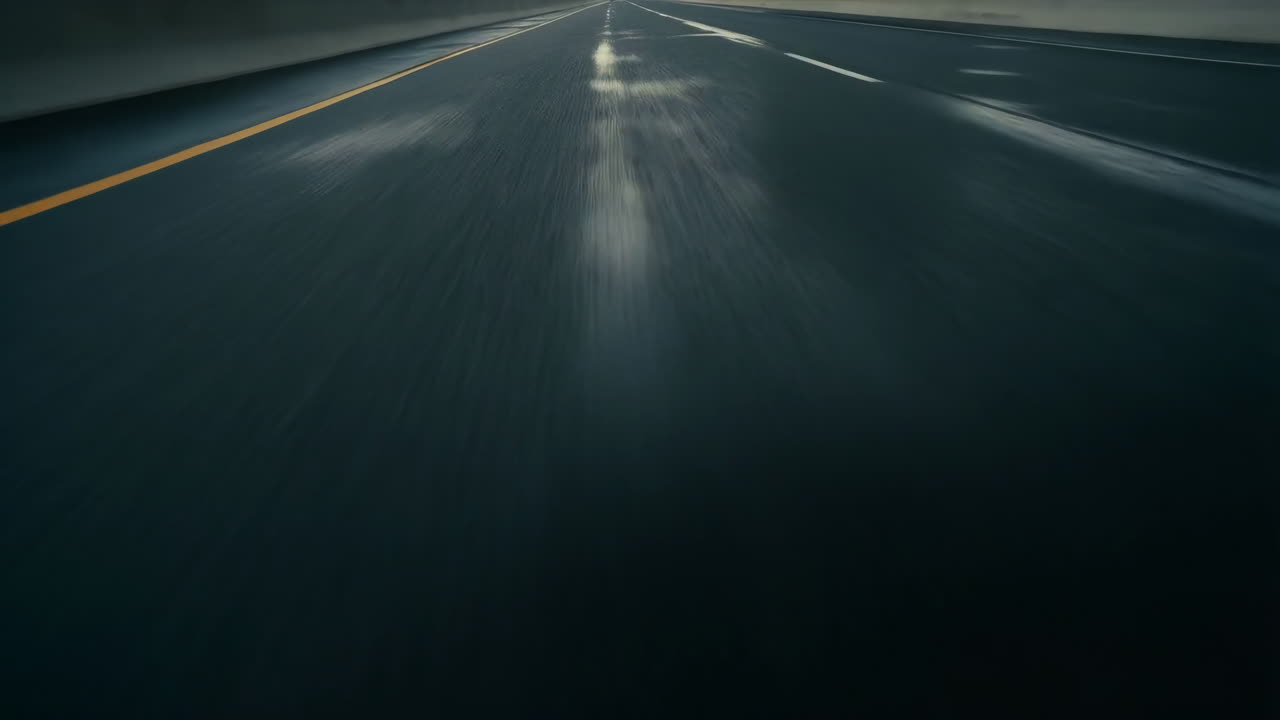 Blurry view of a highway at speed