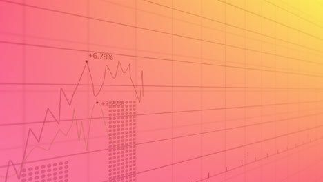 animación de múltiples gráficos con números cambiantes sobre el patrón de cuadrícula contra el fondo de gradiente