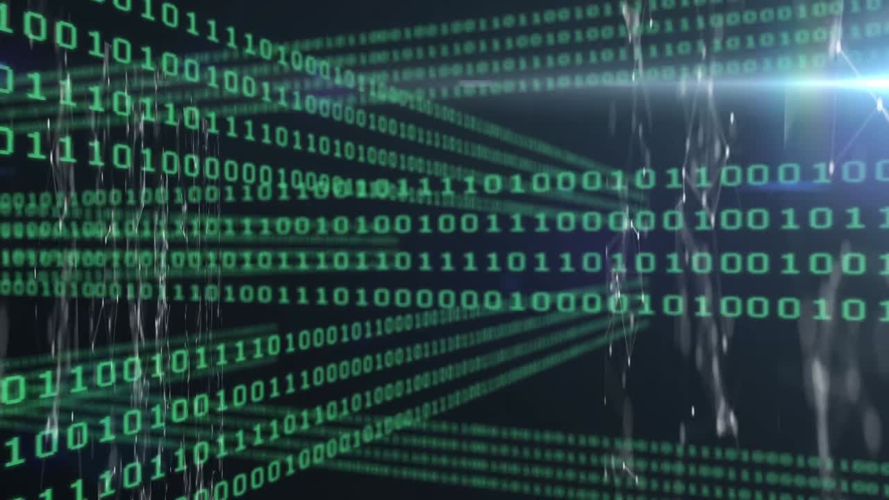 animación del procesamiento de datos y formas sobre fondo negro