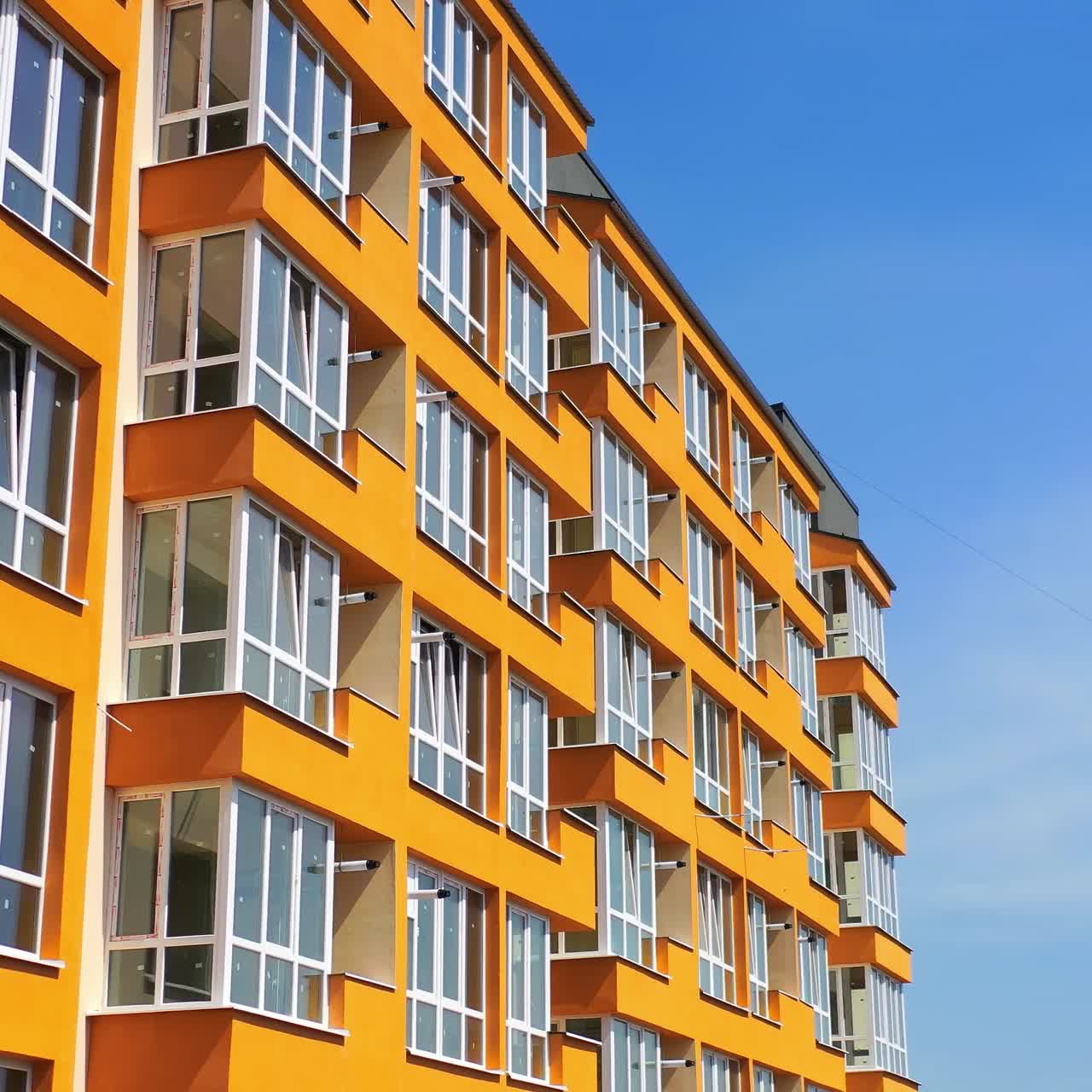 Multi-storey buildings in residential area. New modern apartment building in modern residential complex