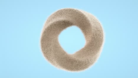 renderizado en 3d anillo abstracto con pelos girando.