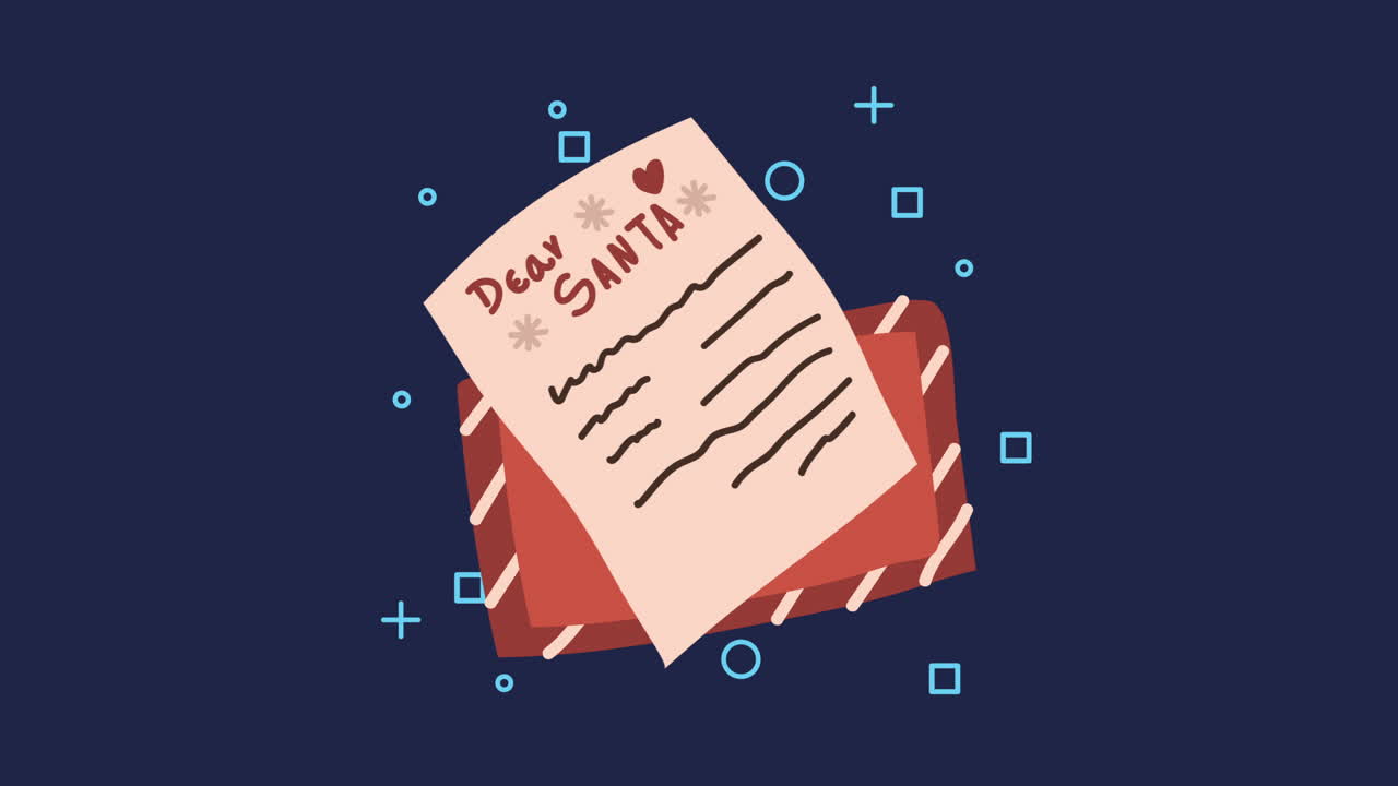 선물과 편지와 함께 메리 크리스마스 애니메이션