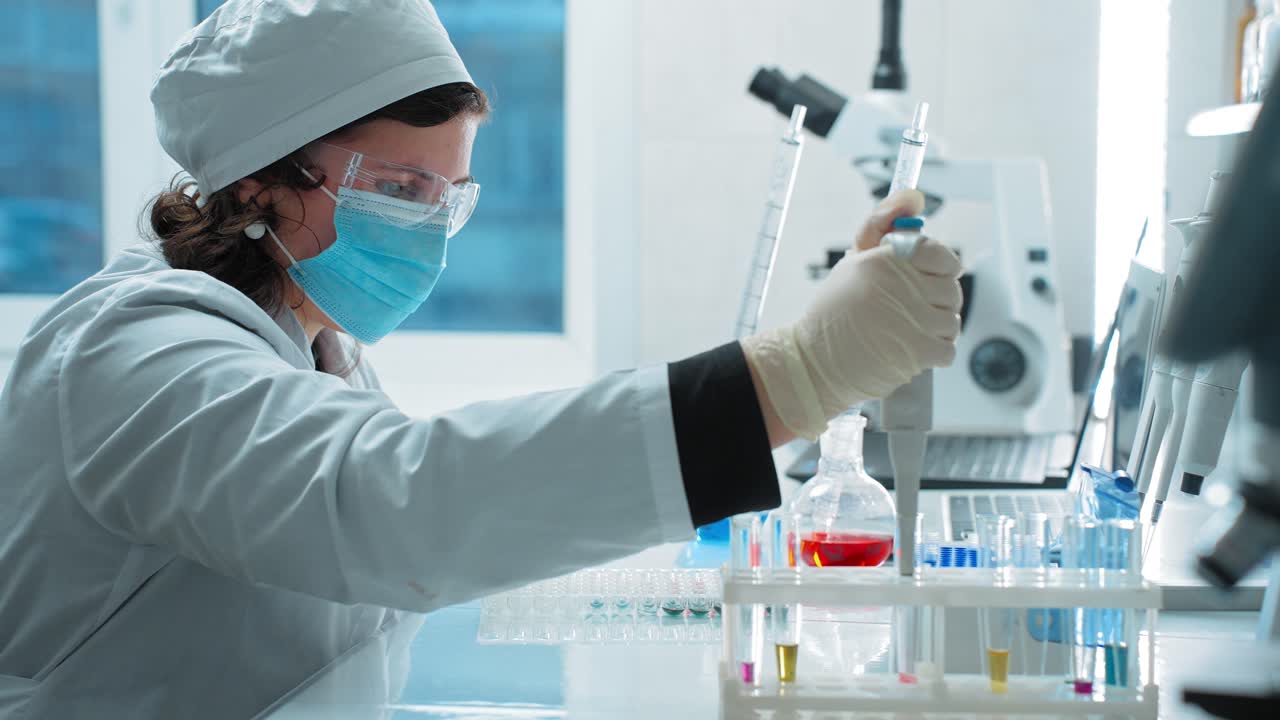 Scientist performing experiment in laboratory