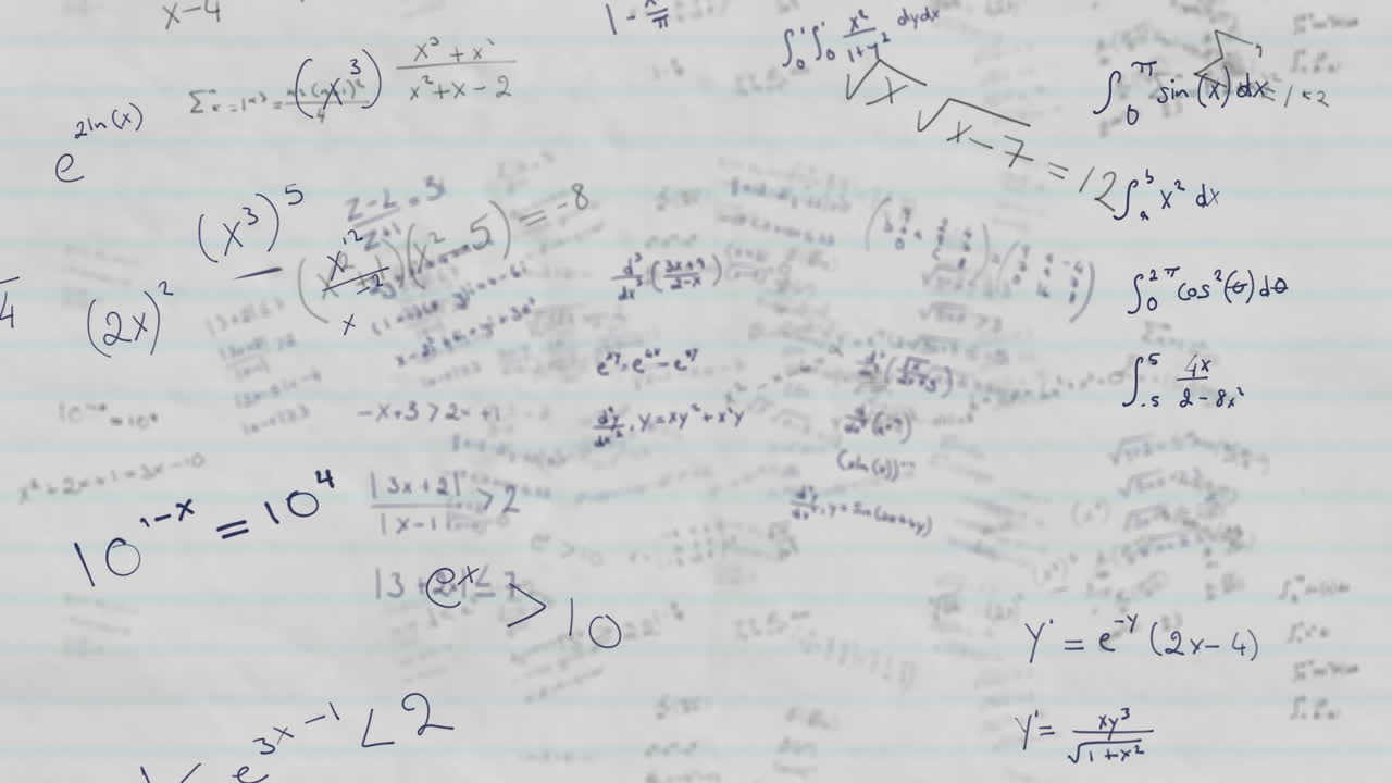 ecuaciones matemáticas flotando contra el papel de línea blanca